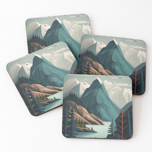 Item preview, Simplified Geometric Norway Summer Landscape Illustration designed and sold by Frozen Memories Studio.