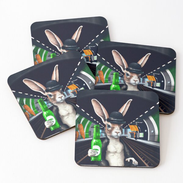 Item preview, A Classy Bunny Hanging Out at the Metro with a Beer Bottle designed and sold by jerekunnas.