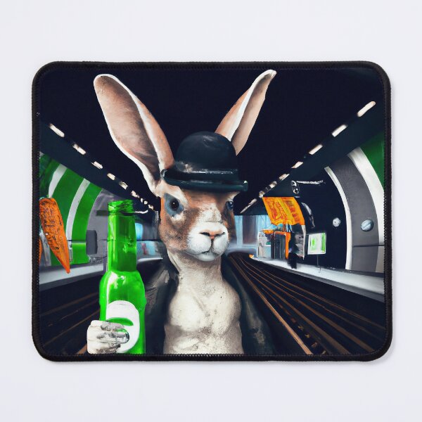 Item preview, A Classy Bunny Hanging Out at the Metro with a Beer Bottle designed and sold by jerekunnas.