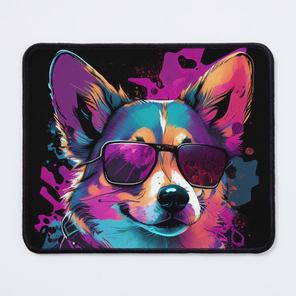 Item preview, Super Cute Corgi Art in 80's Retrowave, Synthwave Style, Dog Art, Pet designed and sold by SnorbelDesign.