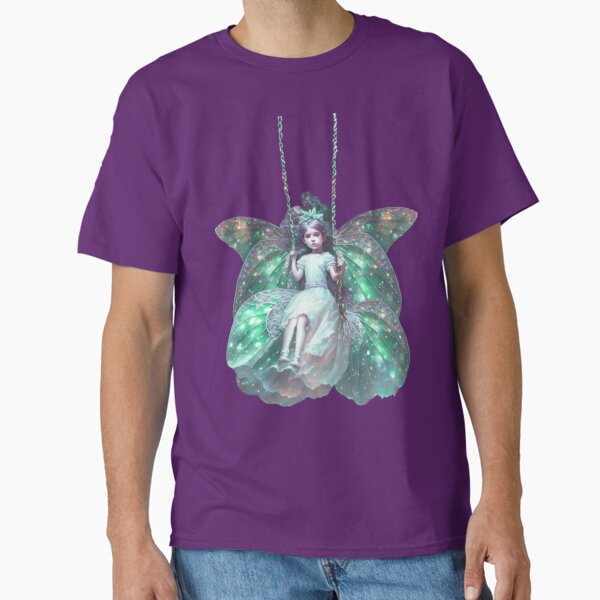 Item preview, Fairy girl with butterfly wings on swing lilac green designed and sold by A Van Mansum.