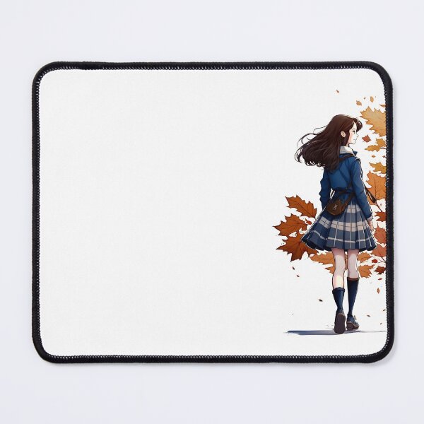 Item preview, School Girl Walking in Autumn - Maple Leaves - Anime Cartoon Art - Gilmore designed and sold by Fenay Designs.
