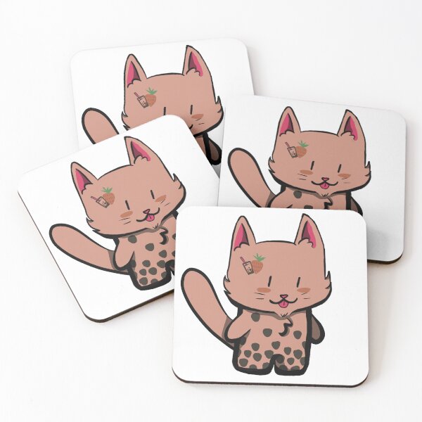 Item preview, Strawberry Bubble Tea Chibi Cat designed and sold by Partially-Rye-P.