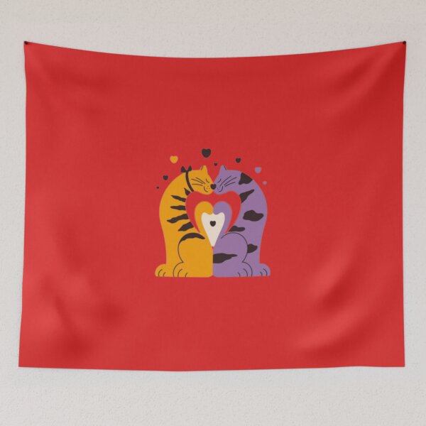 Item preview, valentine day-Couple Of Cats In Love Sit In Heart Pssion designed and sold by MetooStore  ⭐⭐⭐⭐⭐.