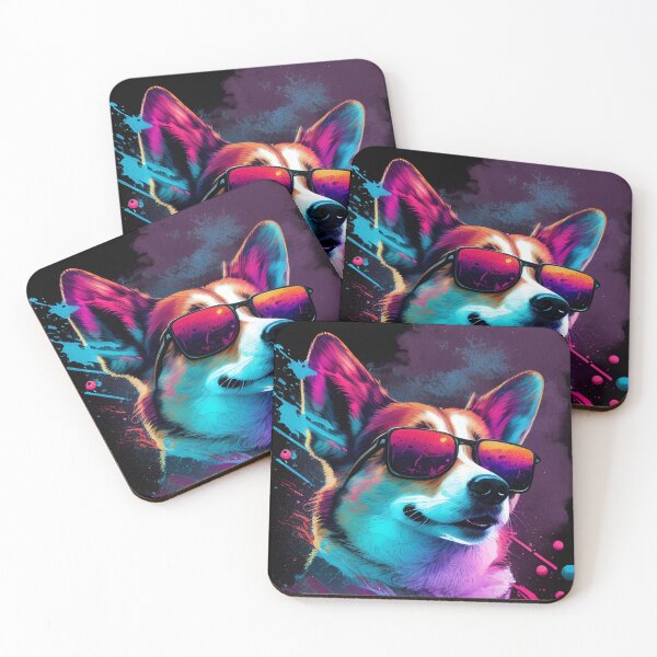 Item preview, Super Cute Corgi in 80's Retrowave, Synthwave Style, Dog Art, Pet designed and sold by SnorbelDesign.