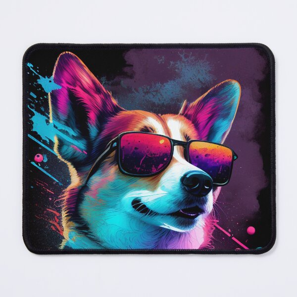 Item preview, Super Cute Corgi in 80's Retrowave, Synthwave Style, Dog Art, Pet designed and sold by SnorbelDesign.