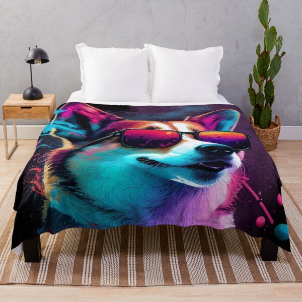 Item preview, Super Cute Corgi in 80's Retrowave, Synthwave Style, Dog Art, Pet designed and sold by SnorbelDesign.