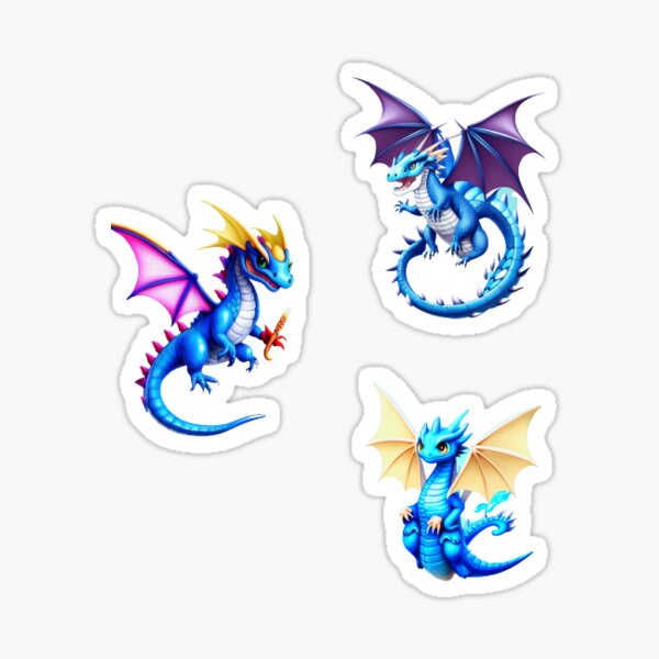 Item preview, Blue Dragon Sticker Set 3 Sticker Pack designed and sold by HanaiPrint.