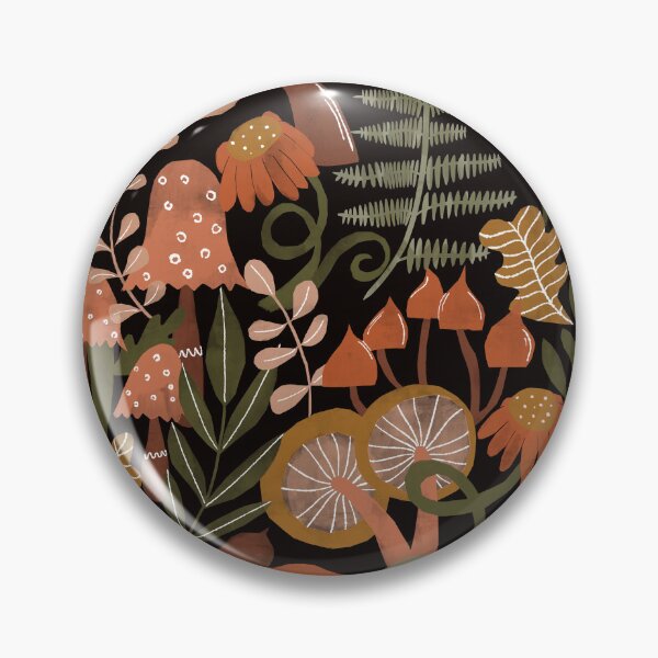 Item preview, Avery black woodland toadstools earth tones designed and sold by Kimmygowland.