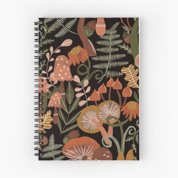 Item preview, Avery black woodland toadstools earth tones designed and sold by Kimmygowland.