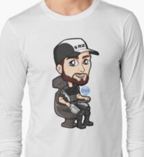 Mass Effect - Jeff Joker Moreau Normandy Pilot with EDI Chibi Sticker Long Sleeve T-Shirt