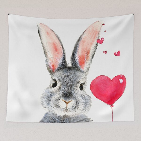 Item preview, Watercolor bunny with heart designed and sold by MaryWatercolor.