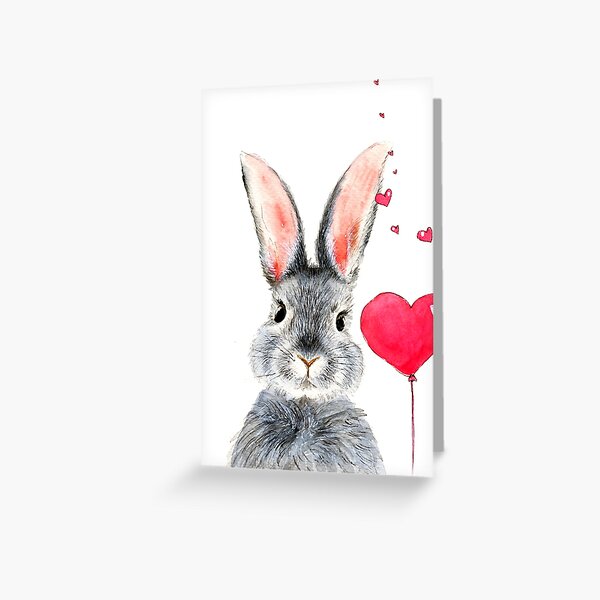 Artikel-Vorschau von Aquarell Hase mit Herz, designt und verkauft von MaryWatercolor.