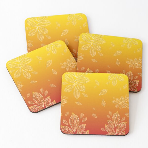 Item preview, Elegant floral print with leaves in golden tones and red and gold background boho style designed and sold by Martapp.