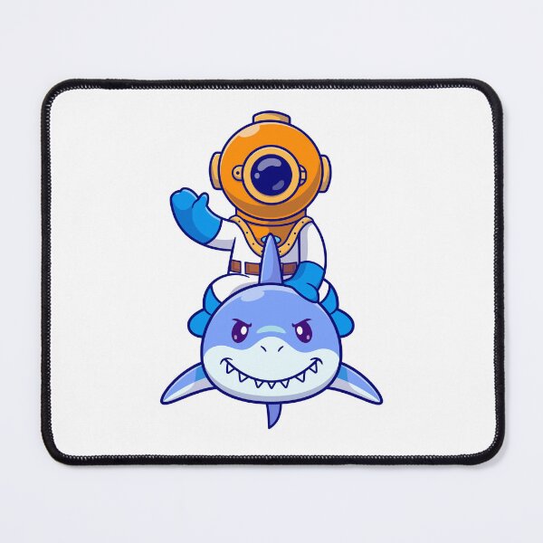 Item preview, cute diver swim with shark designed and sold by designsmaster99.