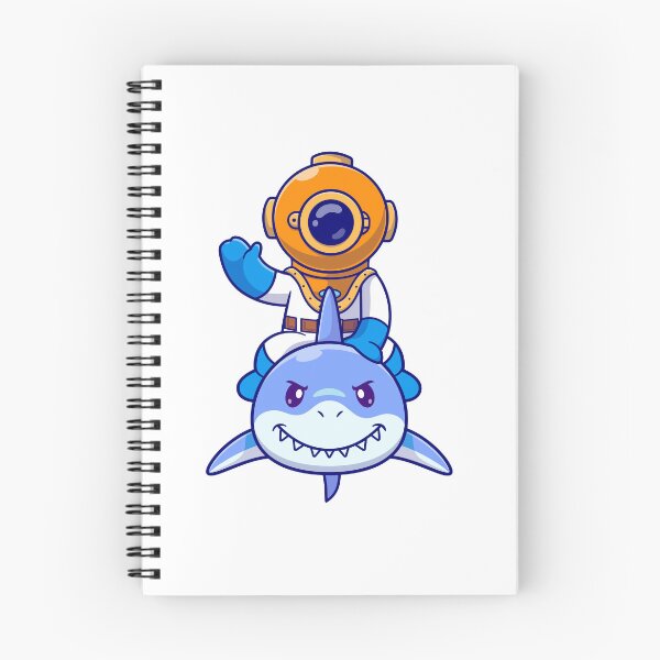 Item preview, cute diver swim with shark designed and sold by designsmaster99.
