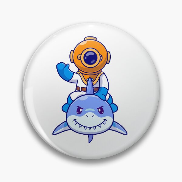 Item preview, cute diver swim with shark designed and sold by designsmaster99.