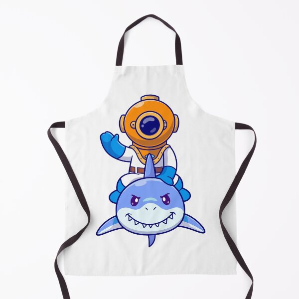 Item preview, cute diver swim with shark designed and sold by designsmaster99.