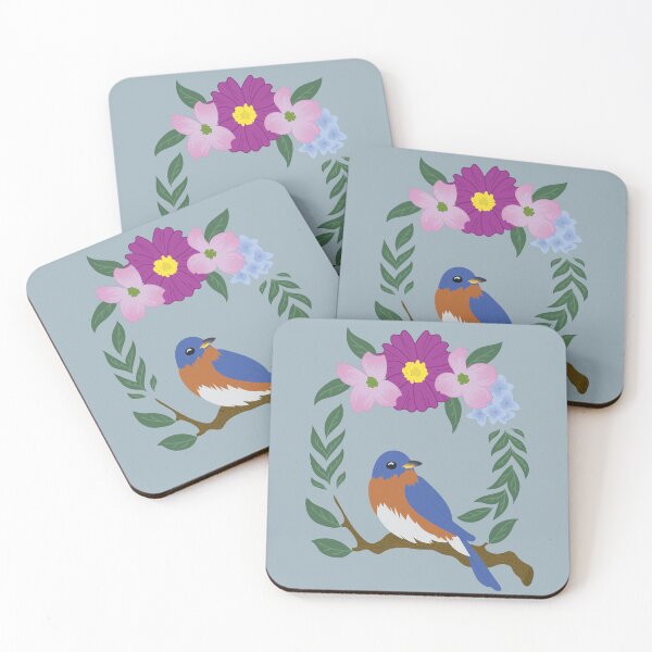 Item preview, Floral Eastern Bluebird designed and sold by emmalemonwtrmln.