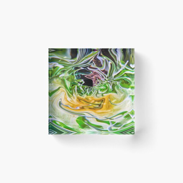 brilliant green round abstract shape Acrylic Block