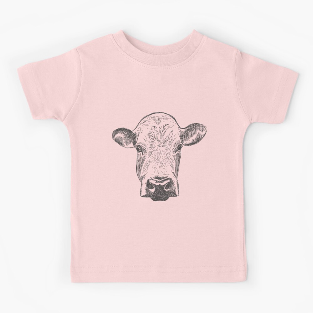 ◆LEE◆ Kansas Cow Watercolor Graphic T-Shirt White Cow Line Drawing