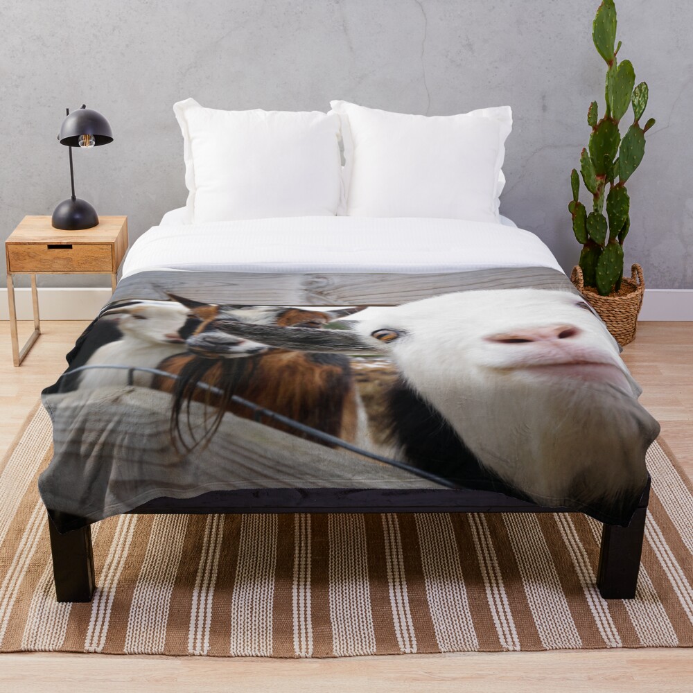 "Friendly Goats" Throw Blanket by 1Redbublppasswo Redbubble