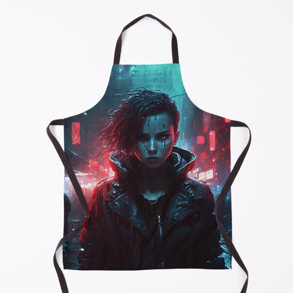 Item preview, Girl In Rainy Dystopian Cyberpunk City By Night designed and sold by Nightarcade.