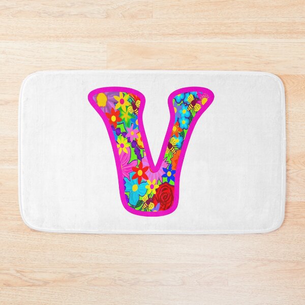Item preview, Pink Floral Alphabet Letter V – Colorful Boho Psychedelic Flower Typography Art designed and sold by Vividality.