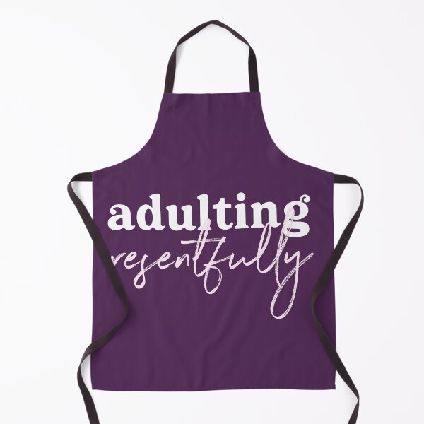 Item preview, Adulting resentfully - white and pale pink text on plum purple designed and sold by Ellen Wilberg.
