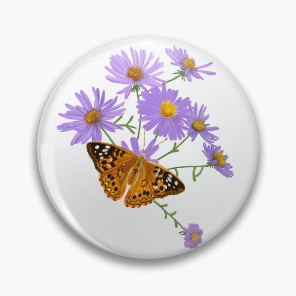Item preview, Painted Lady Butterfly with Purple Asters Illustration (Vanessa cardui) designed and sold by ModelOrganism.