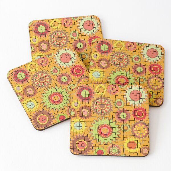 Item preview, Broken Tiled Gears Warm Colors Pattern designed and sold by BartholGraphics.