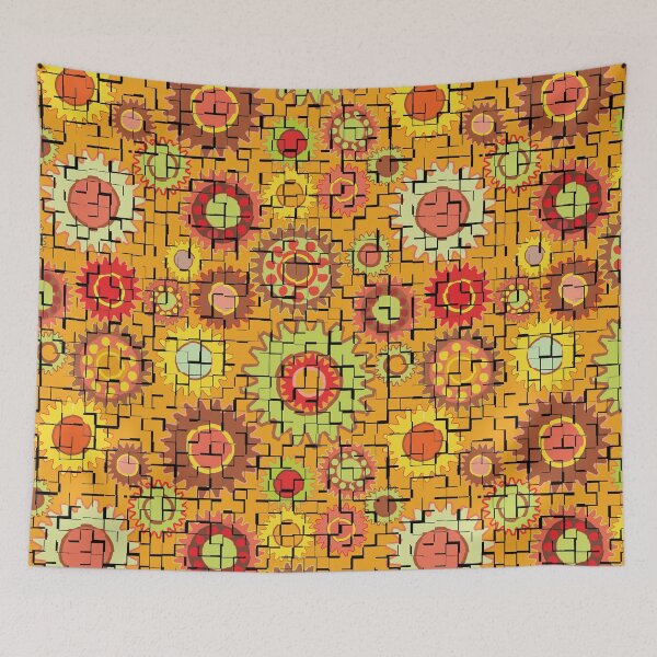 Item preview, Broken Tiled Gears Warm Colors Pattern designed and sold by BartholGraphics.