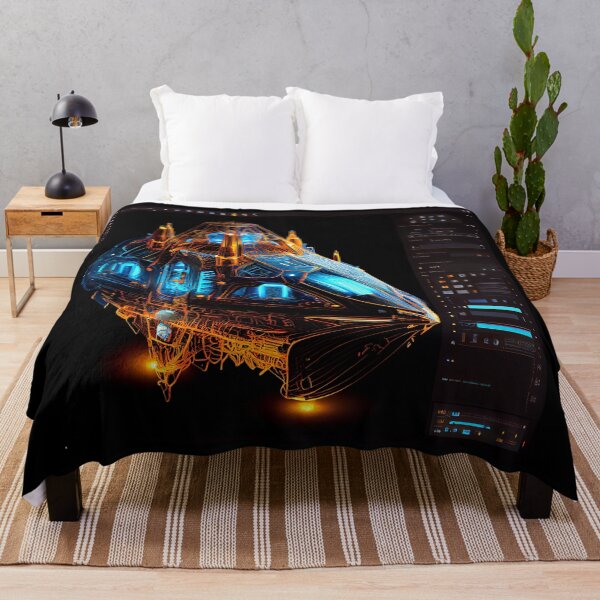Item preview, Neon Diagrammatic Drawing of Imaginary Space Craft designed and sold by factory88.
