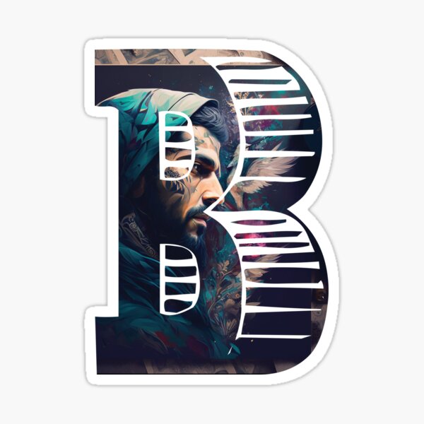 Arabic Collage-Style "B" Letter Design - Unique and Vibrant Sticker