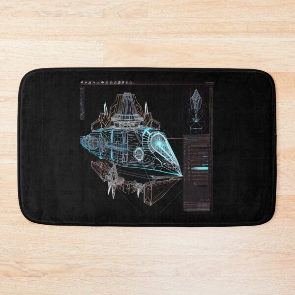 Item preview, Neon Diagrammatic Drawing of Imaginary Space Craft, Black Background designed and sold by factory88.