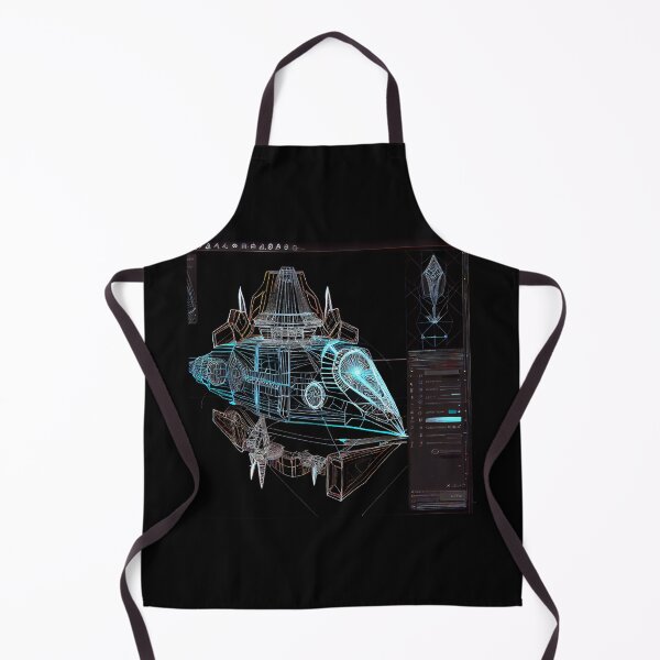 Item preview, Neon Diagrammatic Drawing of Imaginary Space Craft, Black Background designed and sold by factory88.