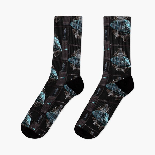 Item preview, Neon Diagrammatic Drawing of Imaginary Space Craft, Black Background designed and sold by factory88.