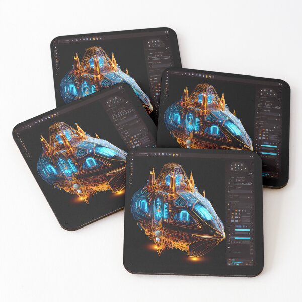 Item preview, Neon Diagrammatic Drawing of Imaginary Space Craft designed and sold by factory88.