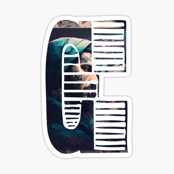 Arabic Collage-Style "C" Letter Design - Bold and Unique Sticker