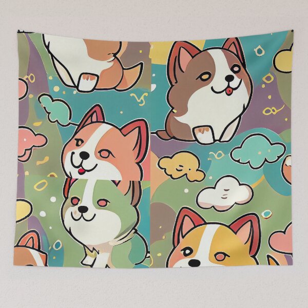 Item preview, Colorful pattern of adorable dogs designed and sold by CutePatternsRB.