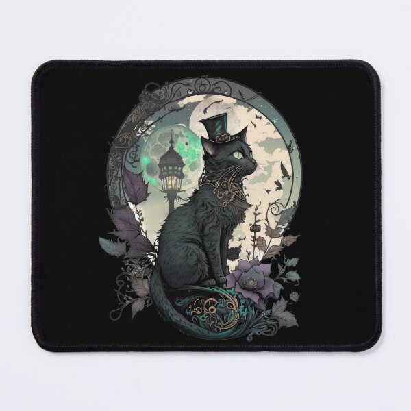 Item preview, Steampunk Black Cat Wearing a Top Hat designed and sold by LoopyGalaxy.