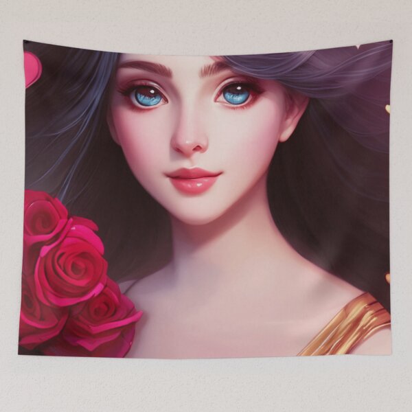 Item preview, Young woman with black hair and blue eyes designed and sold by Girly-Universe.