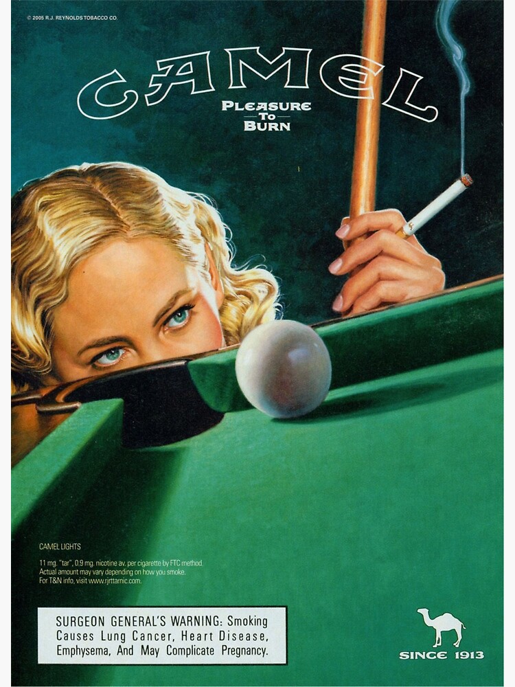Artwork view, Vintage Camel Poolhall Pinup designed and sold by Freshfroot