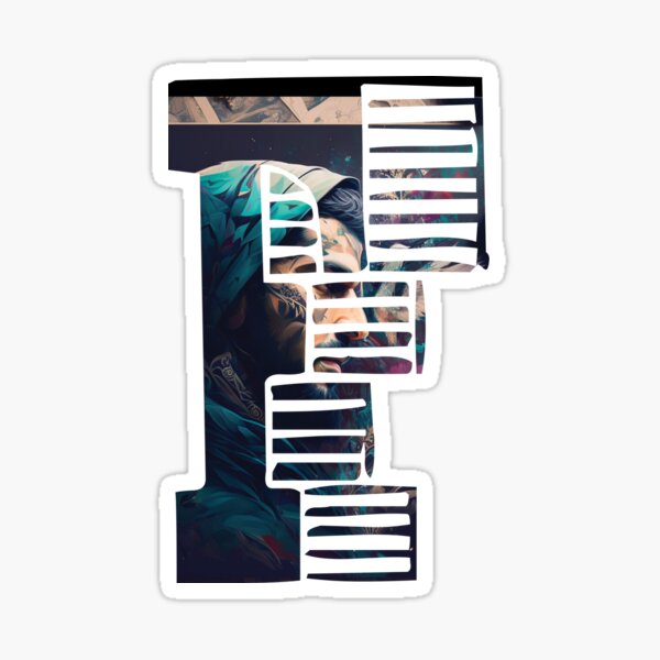 Arabic Collage-Style "F" Letter Design - Bold and Unique Sticker