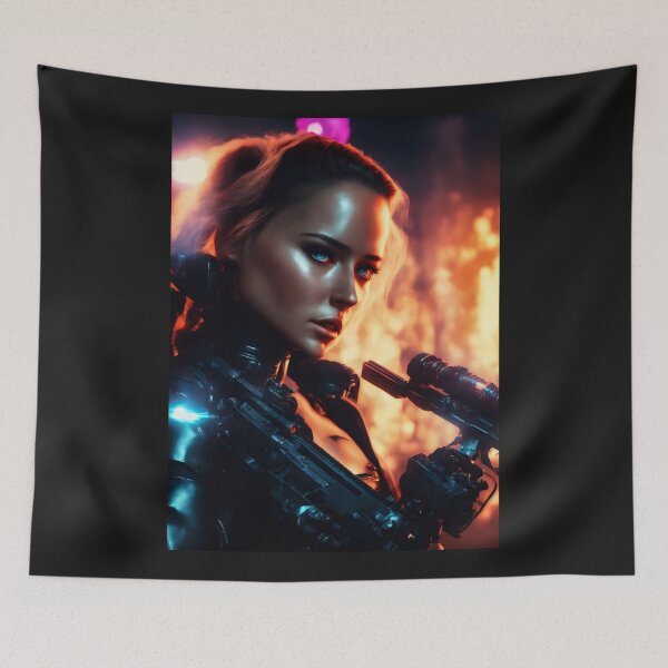 Item preview, Beautiful android woman during judgment day. designed and sold by Maniock.