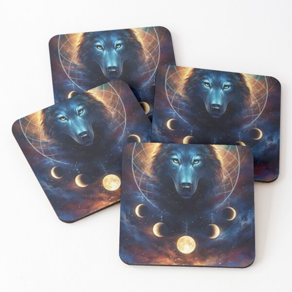 Item preview, dreamcatcher, wolf and moon phases designed and sold by Ahimsazen.