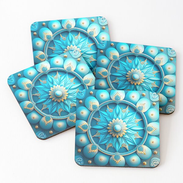 Item preview, Blue and Gold Mandala Flower Design designed and sold by AdamesArtStudio.