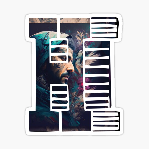 Arabic Collage-Style "H" Letter Design - Bold and Unique Sticker