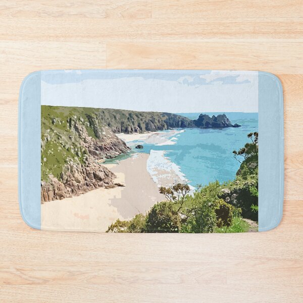 Aperçu de l'œuvre Plage de Porthcurno, Cornouailles. Cadeau de Cornouailles. Port de pêche de Kernow créée et vendue par BarbaraGlebska.