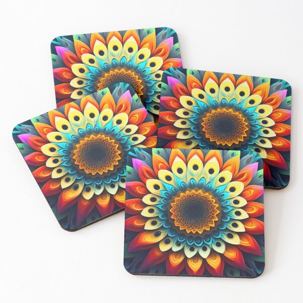 Item preview, Boho Flower Mandala in Rainbow Colours designed and sold by AdamesArtStudio.